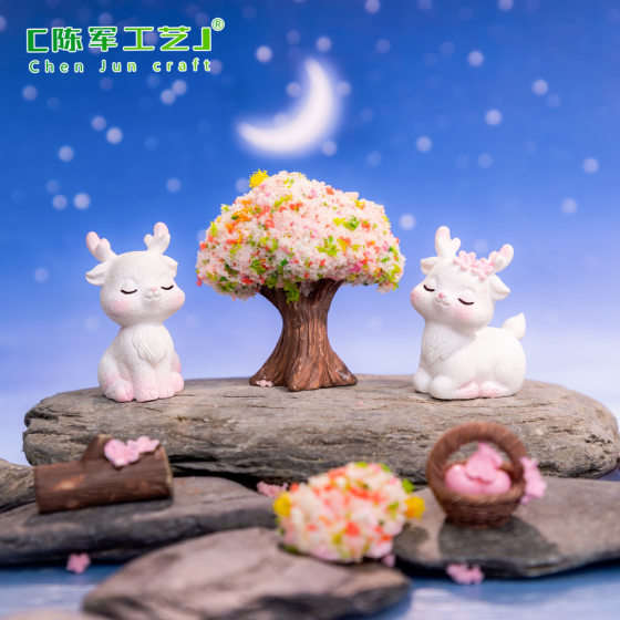 Micro landscape creative cute pink deer doll gardening DIY decoration accessories car desktop small ornaments