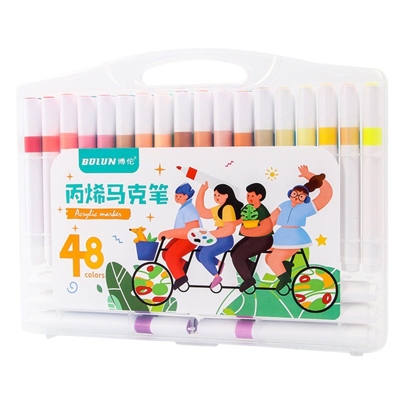 Creative Acrylic Markers for Students, 48 Colors, Hand-Drawn Graffiti Watercolor Pens, Non-Transparent, Stackable Color Pen Set