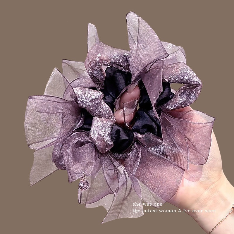 1# purple bow diamond hair tie about 15cm
