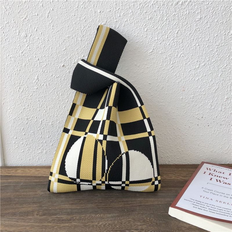 Women'S Gender Vintage Style Style Square Shape Small Size Women's Vintage Style Stripe Heart Shape Butterfly Knit Shopping Bags