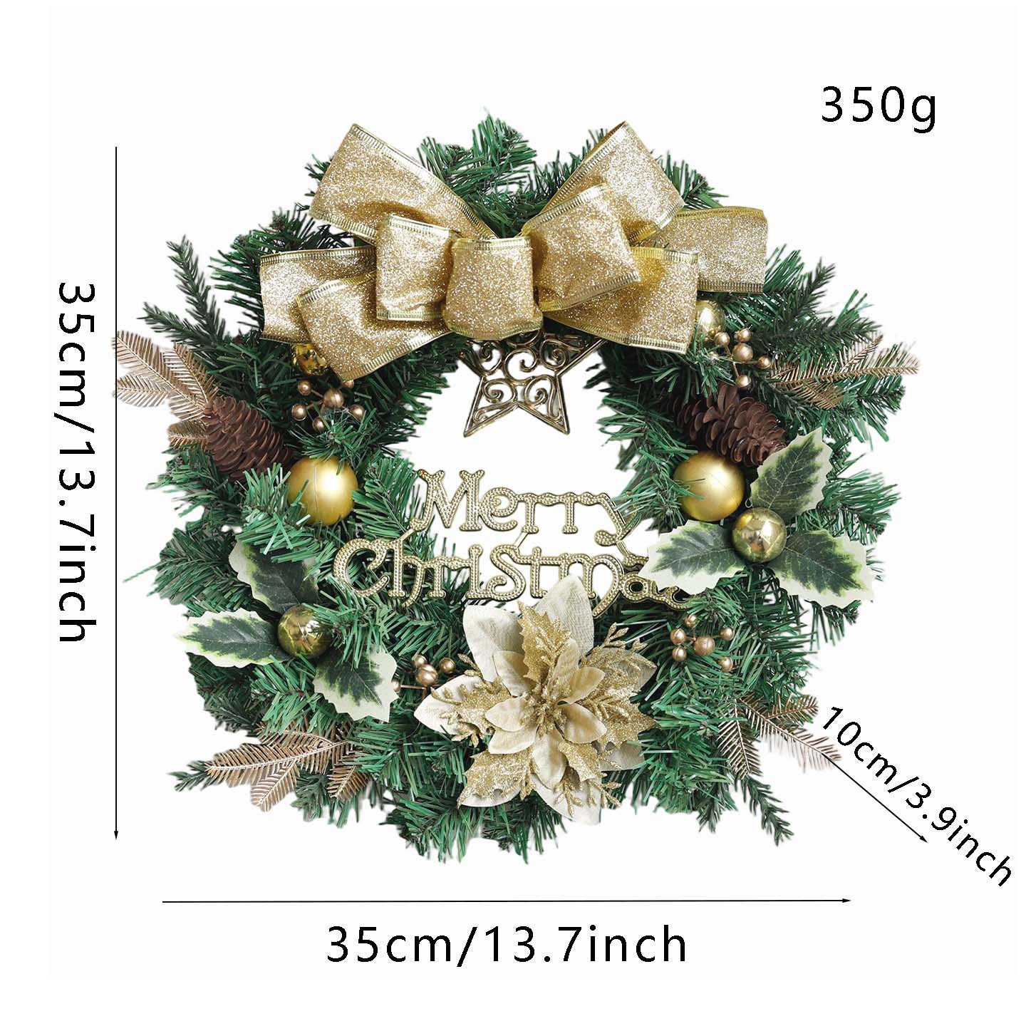 Guirlanda de Navidad colgar flores de simulación de Navidad decoración guirlanda de flores decorativas para el hogar colgantes de caña guirlanda de pino