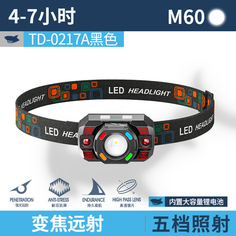 跨境户外感应式夜钓头戴灯红白双光迷你头灯便携式迷你聚泛光ABS|undefined