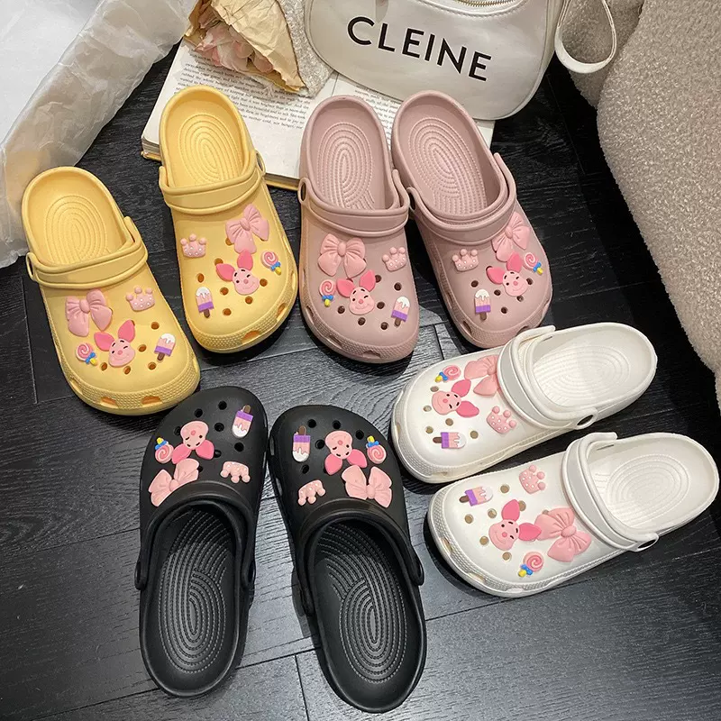 2025夏季网红同款厚底洞洞鞋外穿防滑包头增高软沙滩EVA女拖鞋