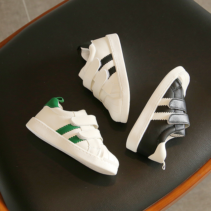 童鞋2021春秋季3-5歲貝殼頭兒童板鞋軟底寶寶鞋魔術貼純色兒童鞋