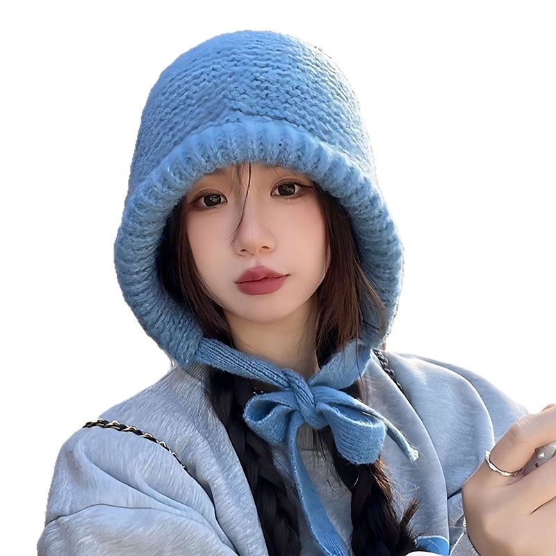 秋冬季女百搭帽子韩版保暖护耳宽松大头围毛绒绒显脸小包包毛线帽|undefined
