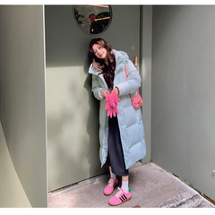 高端过膝羽绒服女2025款加厚加长款宽松男女情侣同款学生冬外套