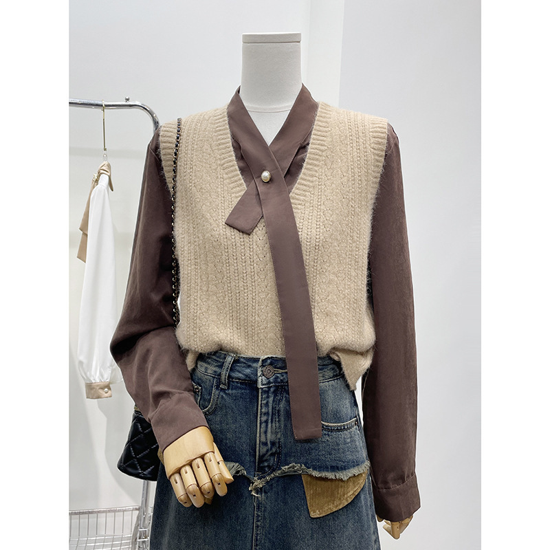 24 invierno Puyuan otoño invierno nuevo 2024 suéter de punto chaleco chaleco de mujer chaqueta exterior image 4