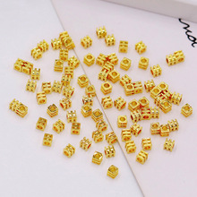 铜镀18K真金方形三层塔状隔珠 diy手链配件 14K包金保色三线方珠