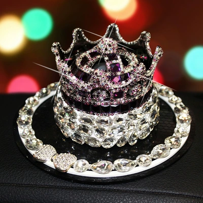 Diamond Crown Car Perfume Holder Car Ornaments Girls Gifts Car Interior Decorations Car Aromatherapy Fresh and Long-Lasting (Perfplant seat) - purple-perfume-holder-diamond-cushion
