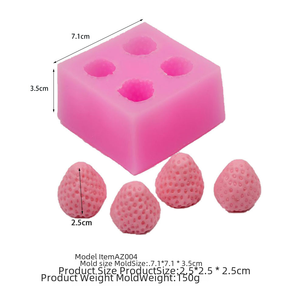 AZ004 Silicone Strawberry Soft Candy 3D Liquid Silicone Mold Cake Decoration Mold Candy Chocolate Mold
