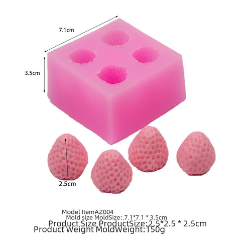 AZ004 Silicone Strawberry Soft Candy 3D Liquid Silicone Mold Cake Decoration Mold Candy Chocolate Mold