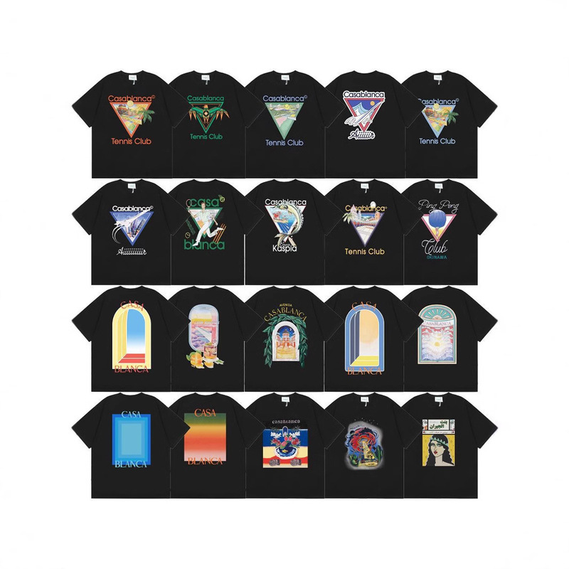 Cross-border Foreign Trade Spring and Summer New Casablanca CasablancaLOGO Printed Men and Women Loose Short-sleeved T-shirt