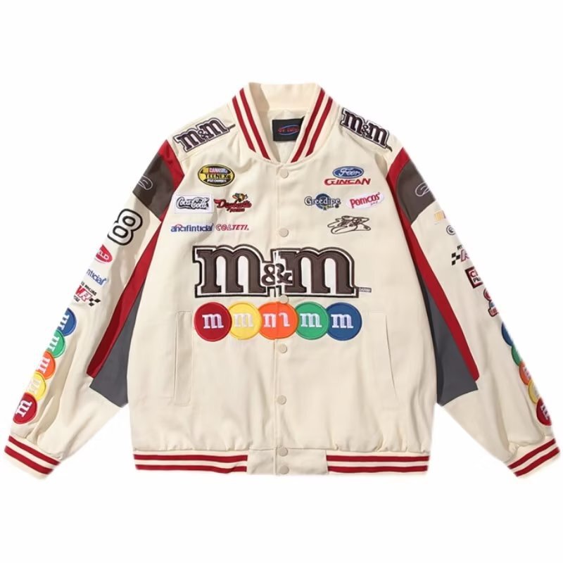 M Bean Heavy Industry Embroider Ins Trendy Baseball Uniform Jacket 2024 New Loose Motorcycle Clothing European and American Casual Hip-Hop M Bean Heavy Industry Embroider Ins Trendy Baseball Uniform Jacket 2024 New Loose Motorcycle Clothing European and American Casual Hip-Hop