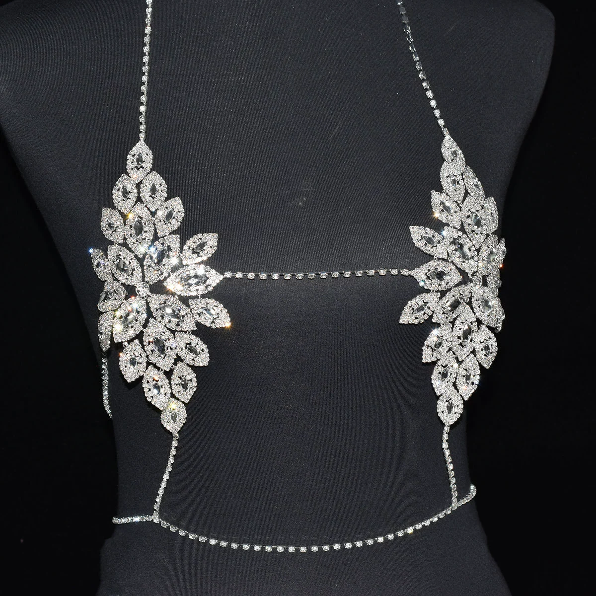 Sexy diamond luxury body chain jewelry beach bray panties inner pants suit rhinestone show Body chain