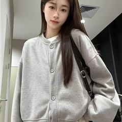 chic小个子长袖开衫卫衣外套女设计感小众开春百搭休闲棒球服上衣