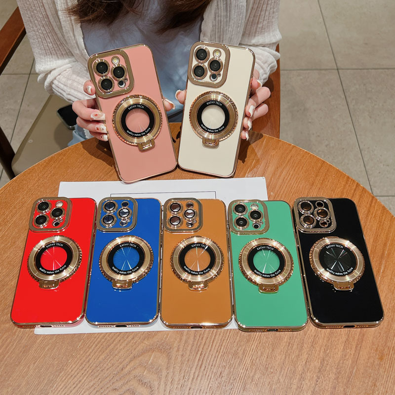 Aplicable para el ojo de charme puro galvanizado 16 diamantes 360 ° rotación magnética iphone17promax / 15
