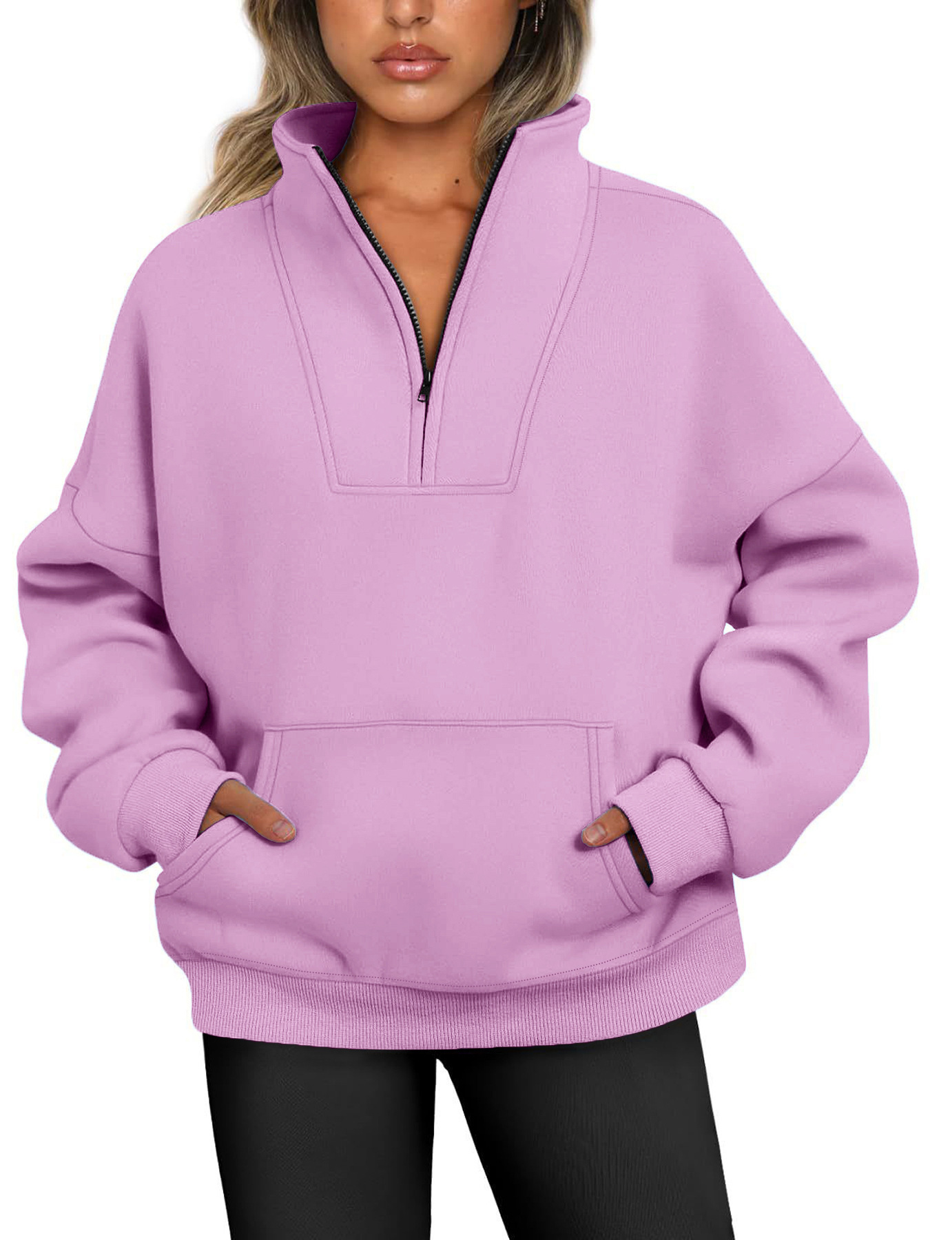 Women's Hoodie Long Sleeve Sweaters & Cardigans Zipper Simple Style Solid Color display picture 2