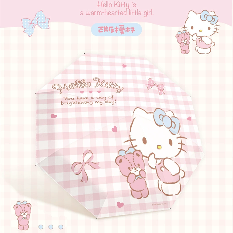 Hello Kitty, small handheld umbrella solar-powered, sun protection, custom-made