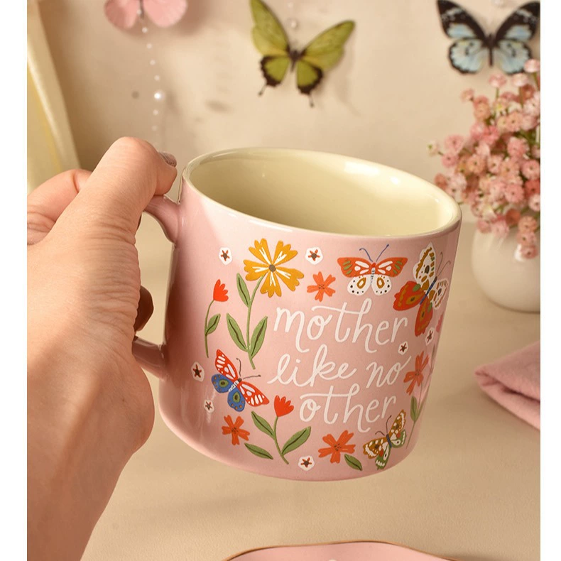 Ценный керамический cup в розовом цвете с сердцем девушки водяной чашкой набор подарок офис дом завтрак чашка Марк чашка