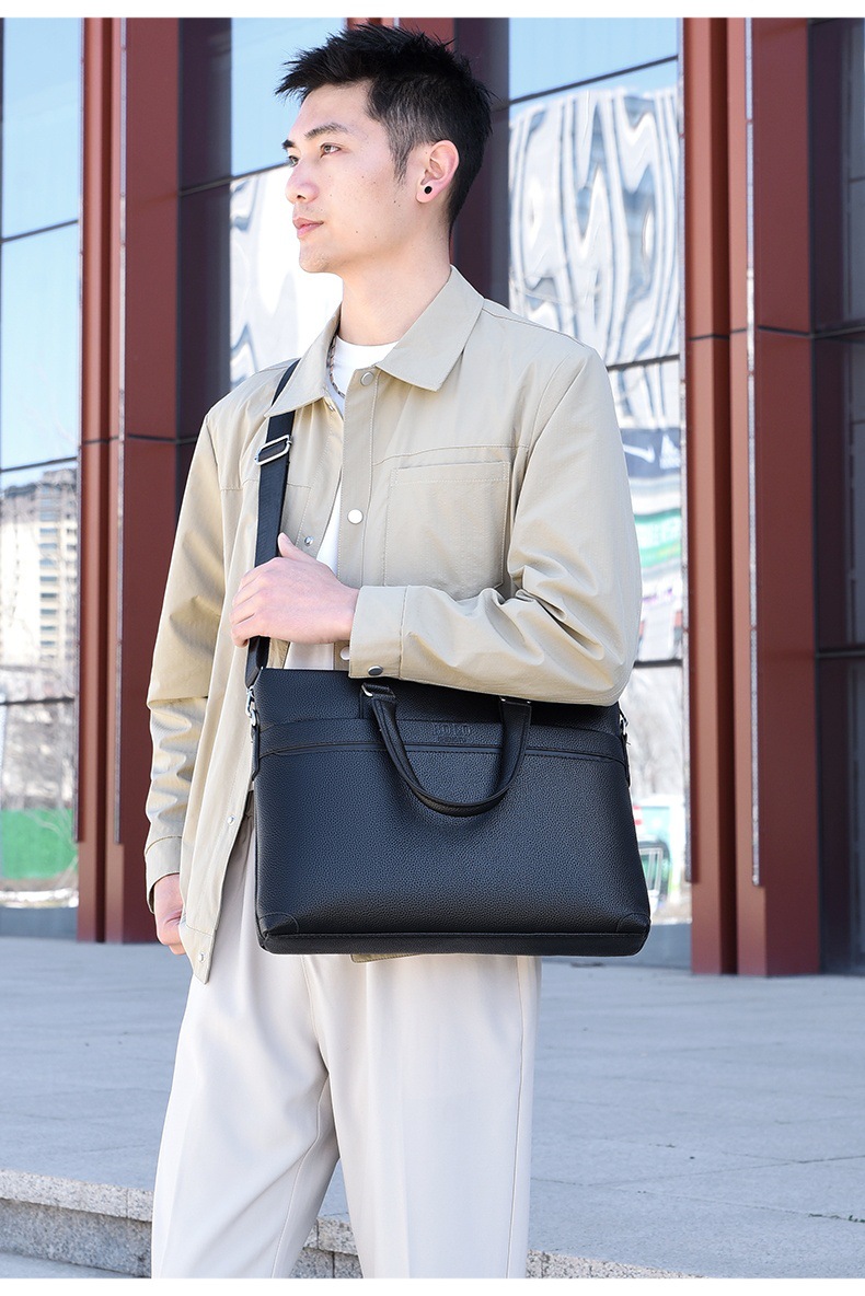 2025 Business Bag Men's laptop bag pu large Capacity Trendy single-shoulder hand-carry men's bag briefcase undefined