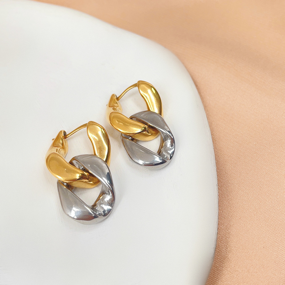 Daily Occasion Titanium Steel Material 1 Pair Ig Style Simple Style Chain Plating Titanium Steel Gold Plated Drop Earrings