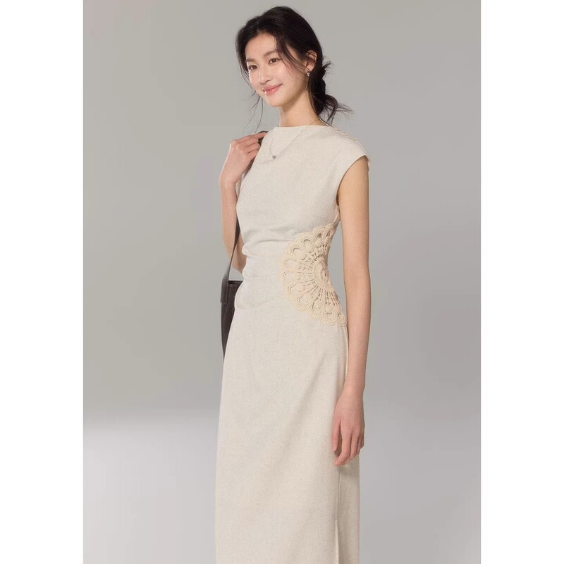 Eryang Design Qingshan Ying Small Flying Sleeve High-End 2026 Dress for Women Commuting Style Elegant Patchwork Handmade Crochet Flowers Eryang Design Qingshan Ying Small Flying Sleeve High-End 2026 Dress for Women Commuting Style Elegant Patchwork Handmade Crochet Flowers