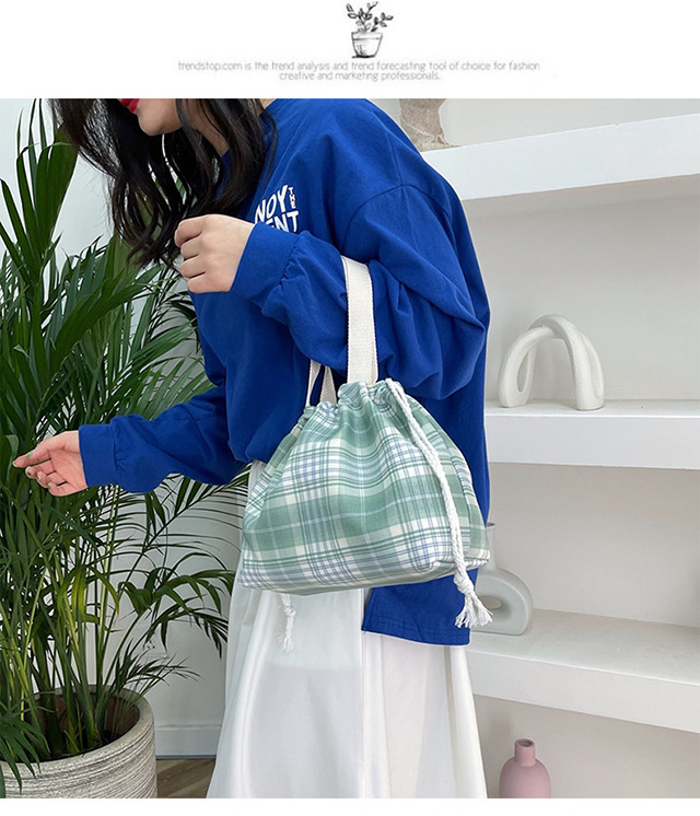 JK Japanese-style small bucket tote canvas bag, new simple and versatile, artistic single-shoulder hand-carry lunch box bag for women undefined