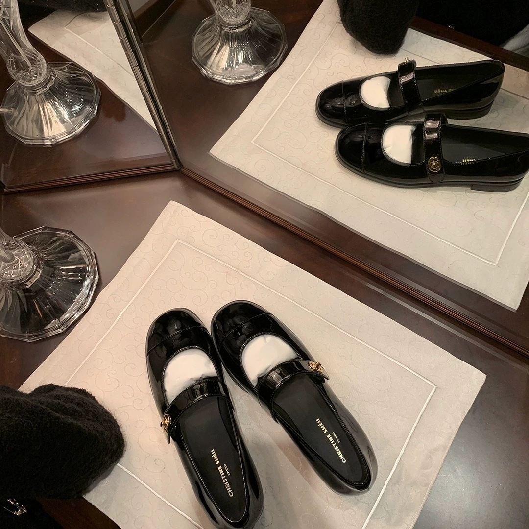 Та же рождественская прелюдия Шэйи Су Иньиня ~ Туфли Мэри Чжэнь с пряжкой из одного слова и плоским дном, женские одинарные туфли