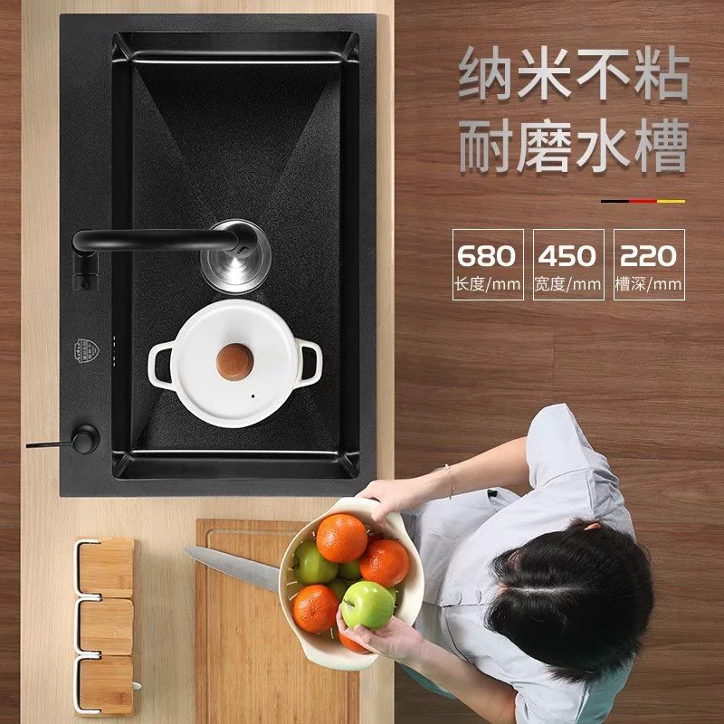 M & черный нано ручная раковина для кухни раковина 304 из нержавеющей стали раковина для мытья посуды утолщение