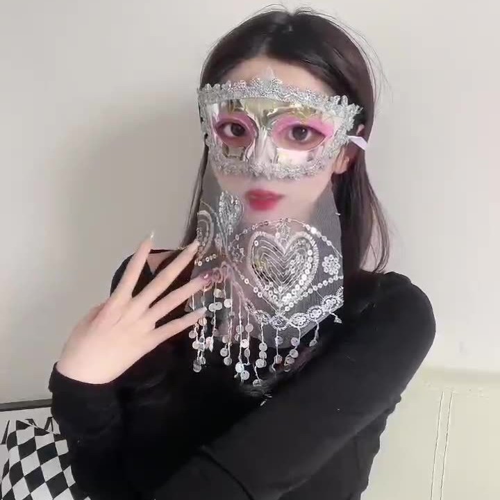 Cara completa princesa velo máscara danza del vientre fotografía de Halloween actuación en el escenario COS disfraces accesorios de baile