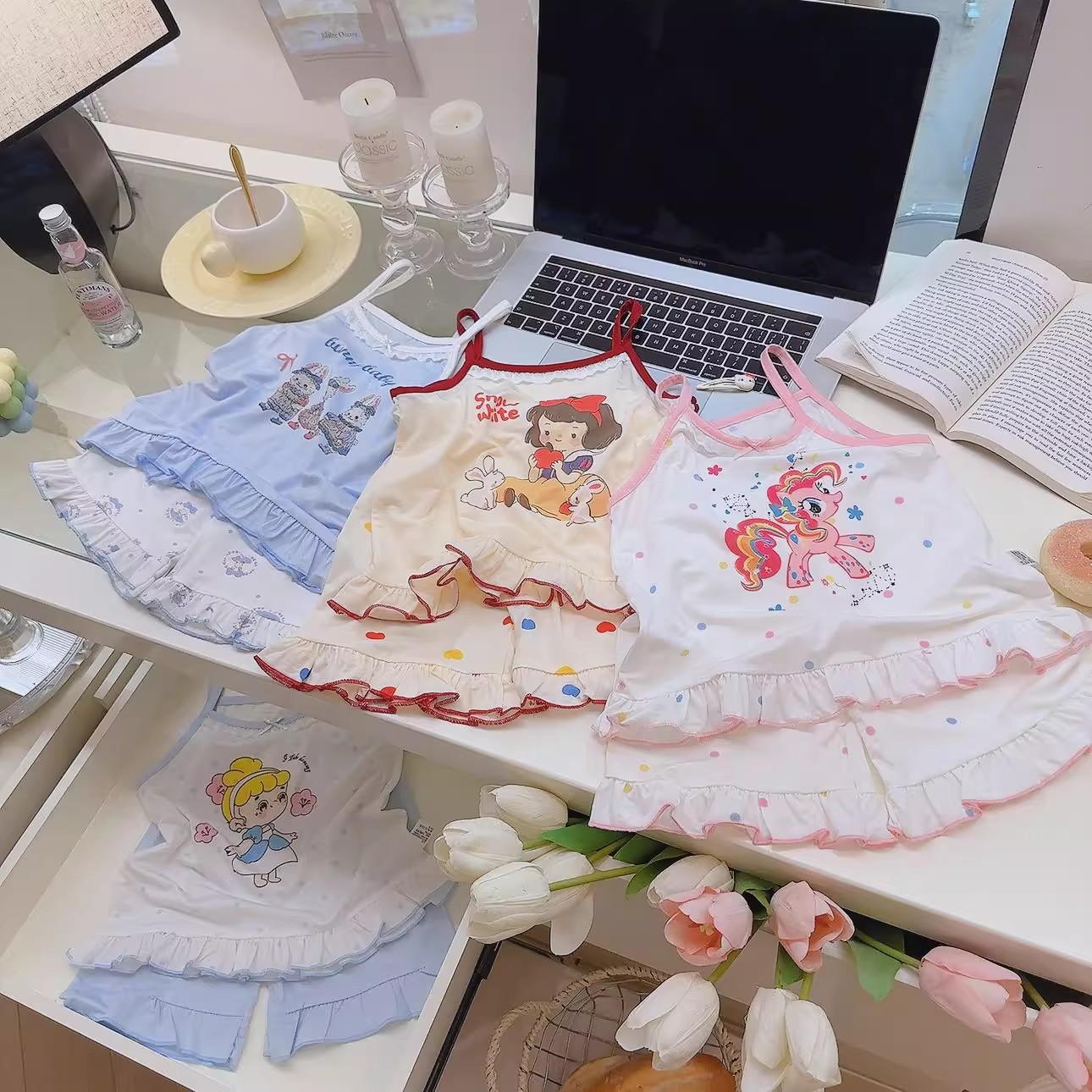 Summer New Style Girl's Suspender Nightgown Suspender Lace Cute Girl's Dress Sweet Little Child Trade Foreign Order