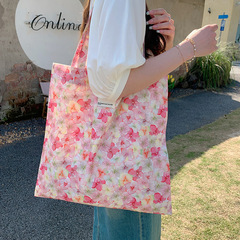 新款純棉布大包包女旅遊出行輕薄大尺寸手提單肩包甜美夏