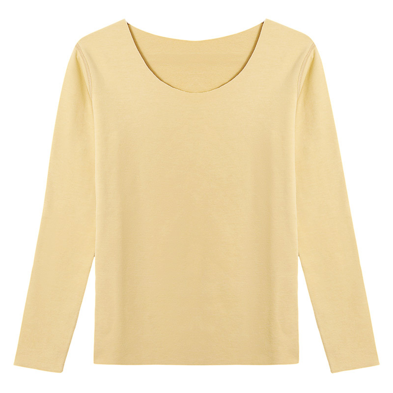 Otoño e invierno nueva ropa interior térmica cuello redondo sin costuras de terciopelo calefacción forrada de lana engrosada ropa de otoño pantalones largos ropa de abrigo de mujer ropa de mujer