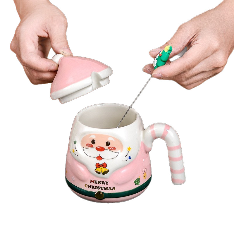 Santa Claus creativo taza de copas de pareja de chicas taza de agua casera con cuchara cubierta caja de regalo regalo de comercio exterior