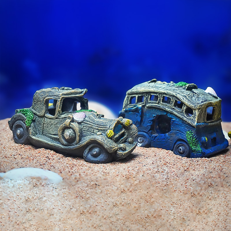Camión de resina Escarabajo clásico coche autobús peces y camarones escape casa acuario Coche