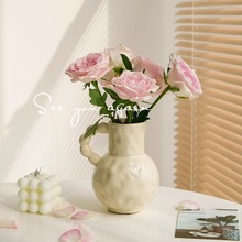 创意法式复古白色陶瓷花瓶摆件客厅插花简约轻奢高级感家居装饰品