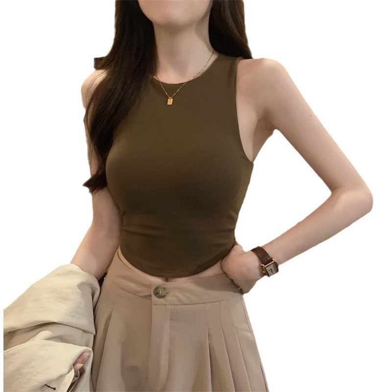 Sexy summer crooked base short tank top sleevless