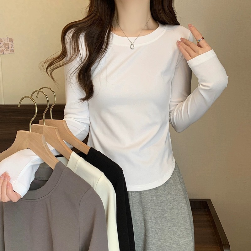 2025春季新款长袖T恤女外穿洋气内搭打底衫修身显瘦体恤上衣