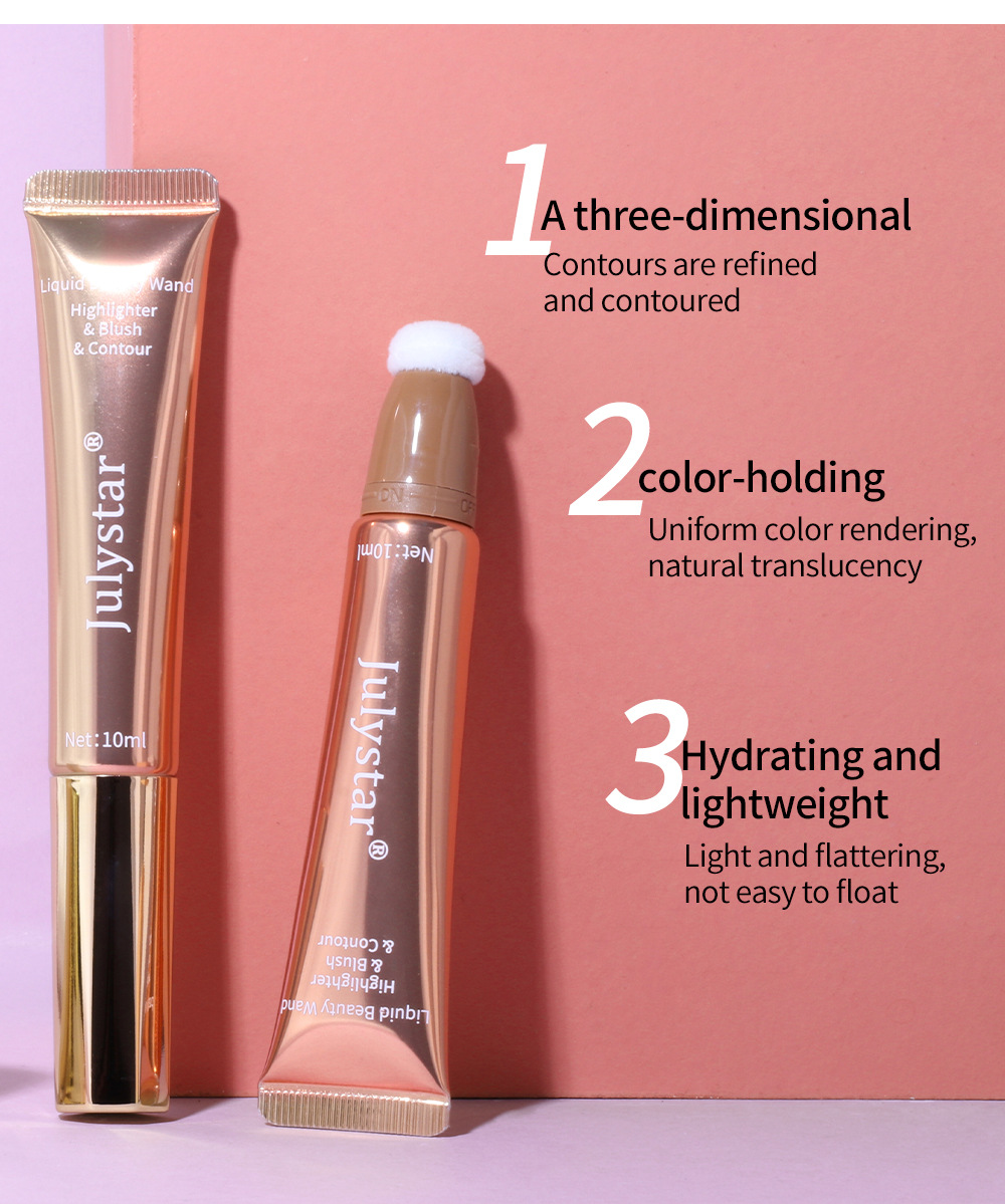 Cross-border liquid blush Highlighter contouring pen Pearlescent fine Shimmering matte beauty stick Natural brightening cushion Blush stick undefined