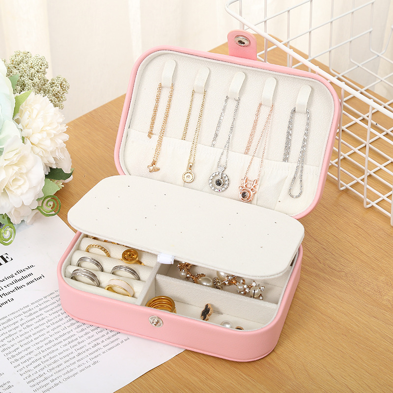 Nórdico anillo portátil pendientes caja de almacenamiento en el hogar collar pendientes niños caja de joyería