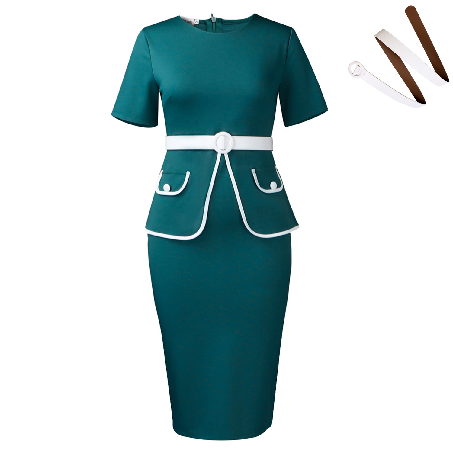 Elegant Plus Size Bodycon Dress Short Sleeve Stretch Fabric Fashionable Design Office Wear or Casual Occasion