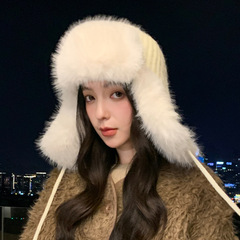 冬季百搭帽子女韩版加厚加绒雷锋帽耳包保暖防风包头帽针织毛线帽