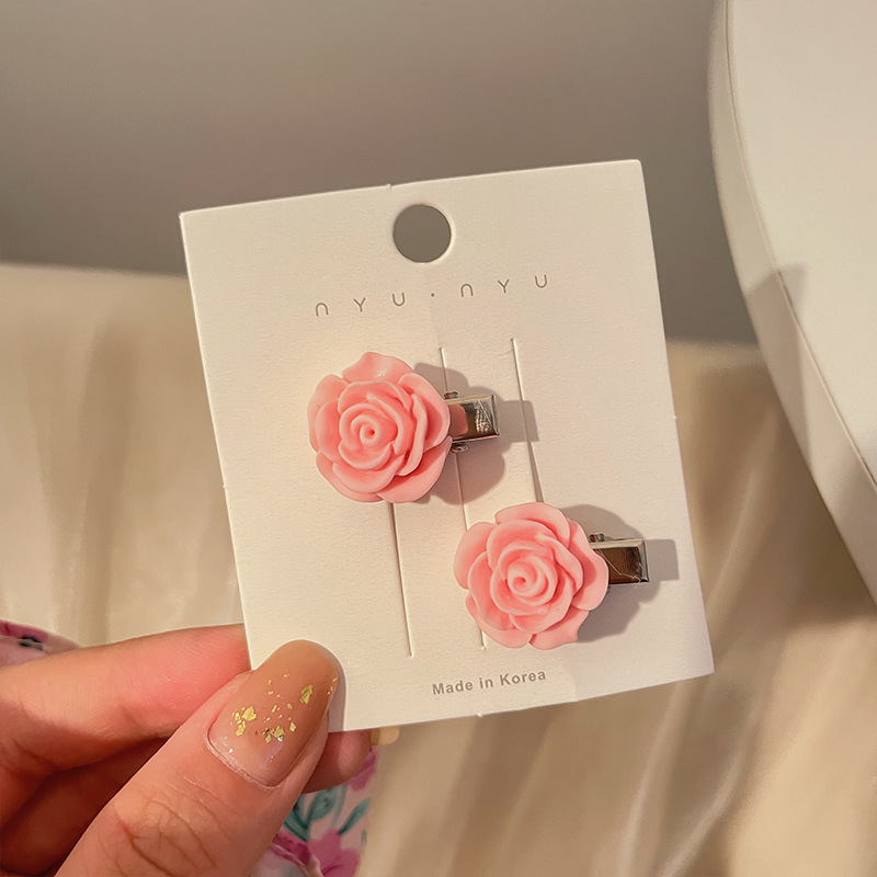 Pin de cabello de dopamina amor rosa pin de cabello de mujer 2024 nuevo pin de cabello rojo sin marca lateral pin de frangeo adornamiento de cabeza