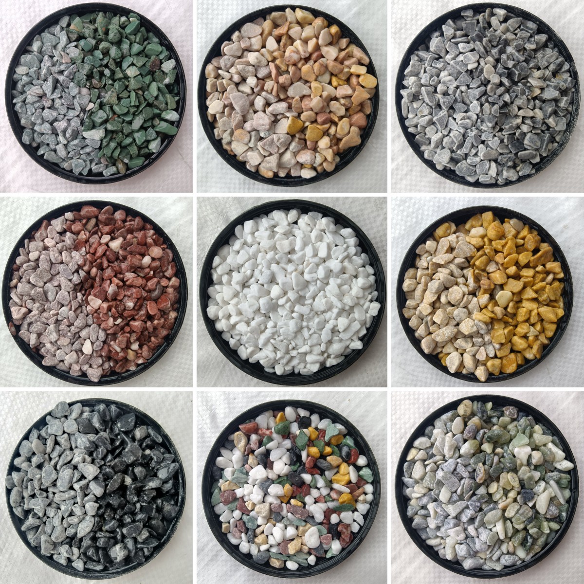 批发水洗石园林造景鹅卵石 透水地坪胶粘石 盆栽多肉五彩洗米石