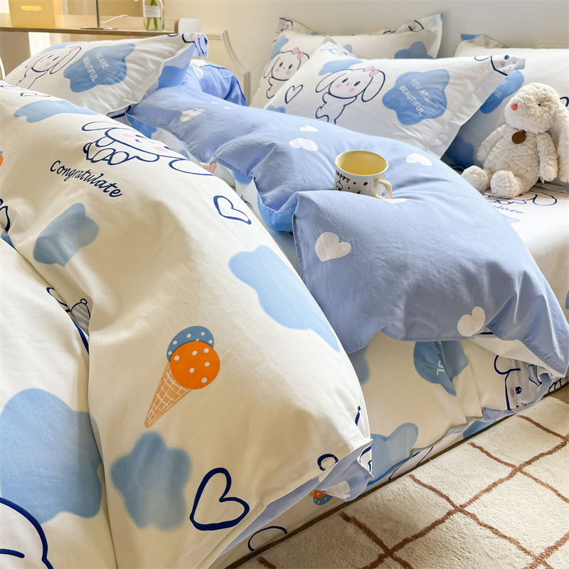 Nuevos productos de algodón único 180 × 200x230 estudiantes de dibujos animados dobles 100 algodón puro cubierta de edredón 1.5m mayorista