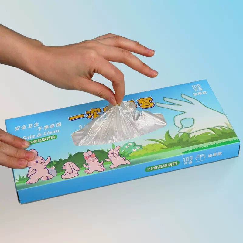 一次性手套批发PE透明烘焙食品级厨房小龙虾外卖家用加厚盒装