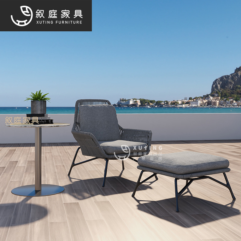 Rattan chair tea table combination lazy three-piece set Internet celebrity leisure single sofa chair outdoor courtyard balcony set furniture