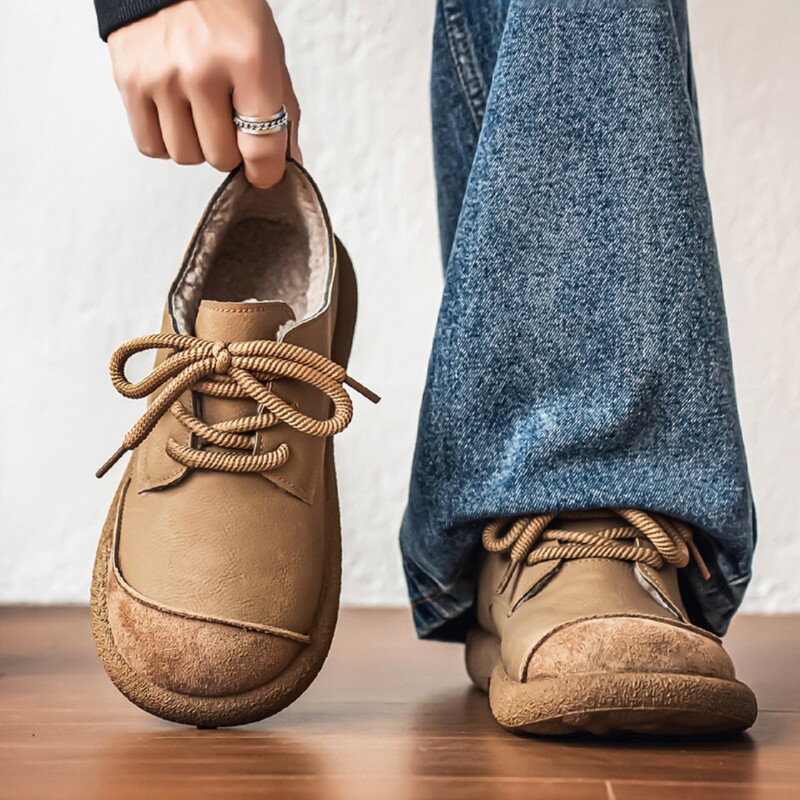 First-Layer Cowhide Casual Men's Shoes 2026 New Spring Style Big-Toe Shoes Breathable Soft-Soled Leather Shoes for Men