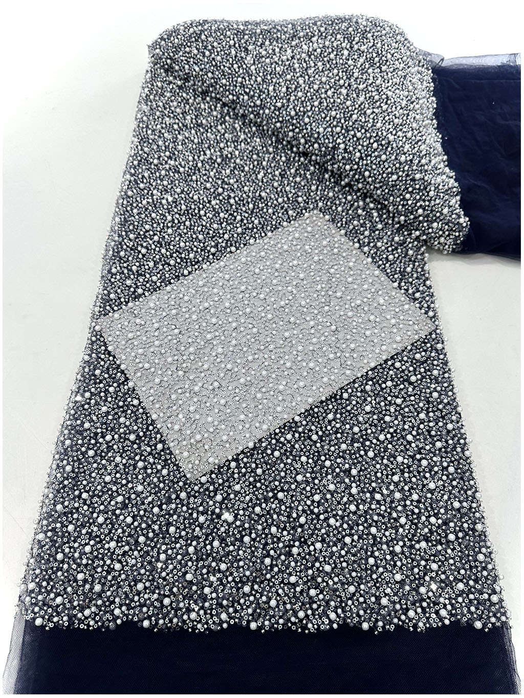 Tela de bordado con cuentas y lentejuelas, resistente y de alta densidad, para vestido de novia, vestido de noche, traje de espectáculo, bordado de lentejuelas en malla