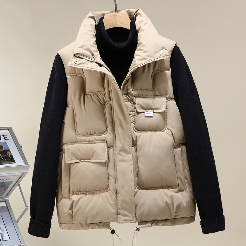 Chaleco de algodón de pluma para mujeres 2023 invierno nuevo chaleco de moda coreano chaleco con capuchón para usar fuera de la chaqueta de abrazadera de hombro caliente image 2